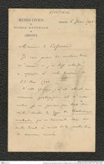 Nachlass Franz Steindachner, Brief von Raffaelo Gestro an Franz Steindachner (06.06.1908), Inv.Nr. 158.02, Seite 1